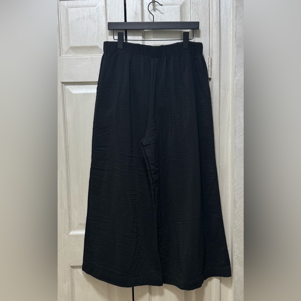 Bitte Kai Rand Size M Black Linen Blend Wide Legs High Rise Cullotte Pants - Picture 3 of 16